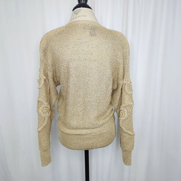 Vintage Suzelle Sweater Medium Gold Knit Textured - Picture 7 of 11